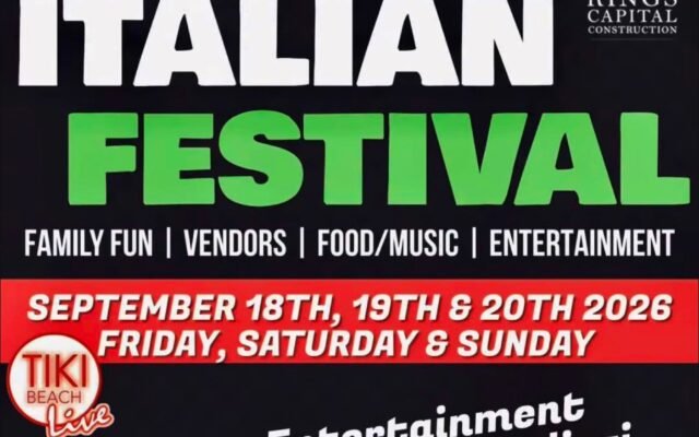 Tiki Beach 4th Annual Italian Festival Save the Date, Rye NY, September 18-20 2026