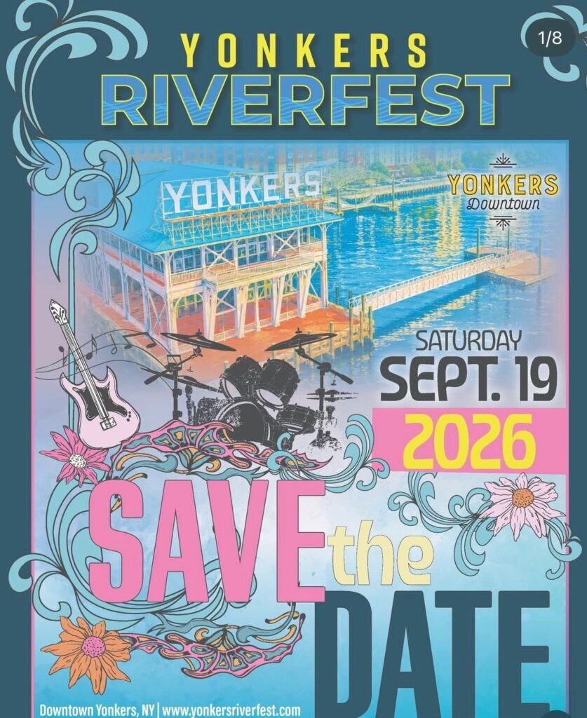 Yonkers Riverfest 2026 Save the Date poster, Saturday September 19, Downtown Yonkers