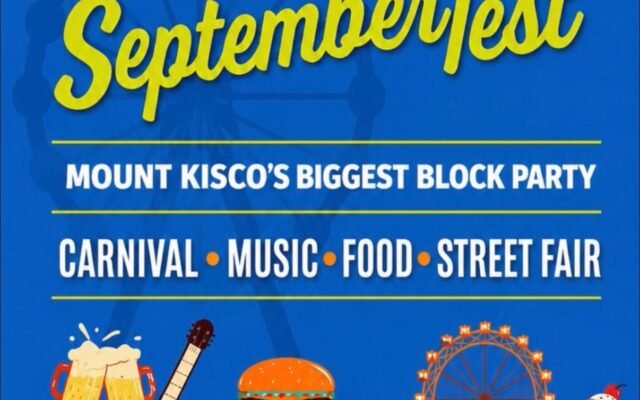 Mount Kisco Septemberfest 2026 poster, September 18-20, biggest block party, carnival music food street fair