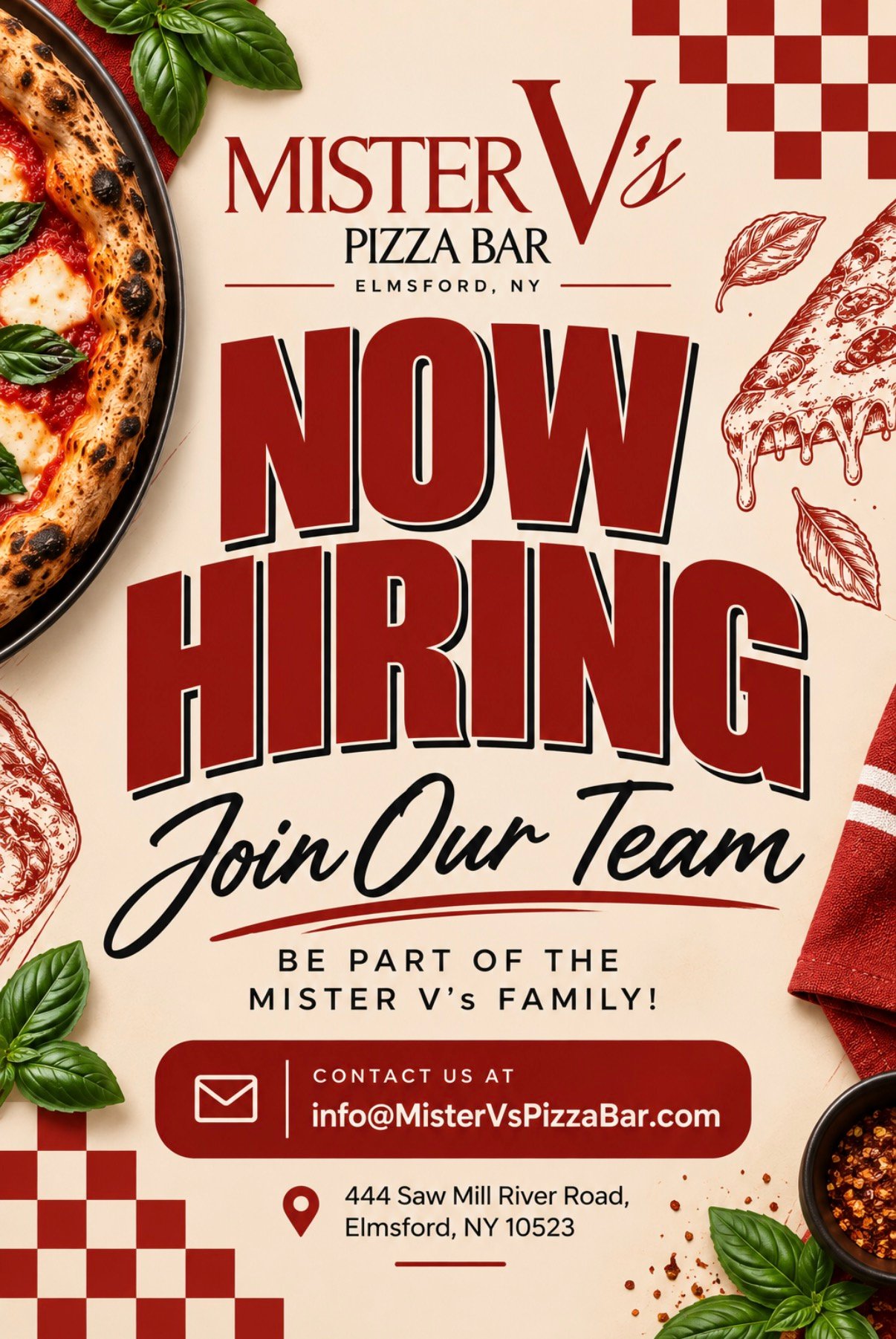 Mister V's Pizza Bar — Now Hiring, Join Our Team